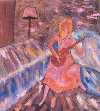 Muchacha con guitarra  57x53 cm